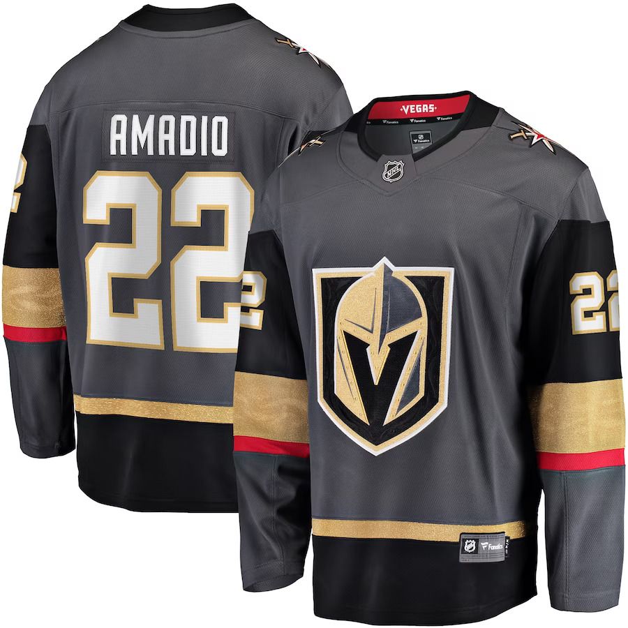 Men Vegas Golden Knights 22 Michael Amadio Fanatics Branded Gray Alternate Breakaway Player NHL Jersey